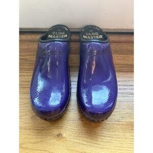 Vintage SVEN Clogs Clogmaster Wooden clogs size 35 women 5 Purple Patent Leather